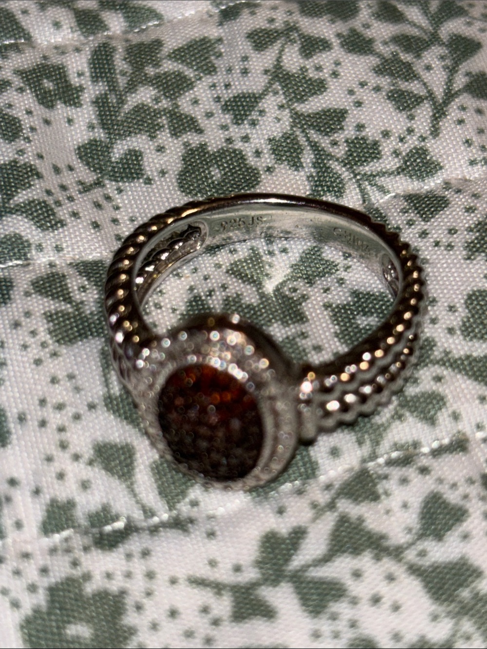 Affinity JS Sterling Silver Cognac Diamond Pave Cable Ring Size 9 - Picture 3 of 4
